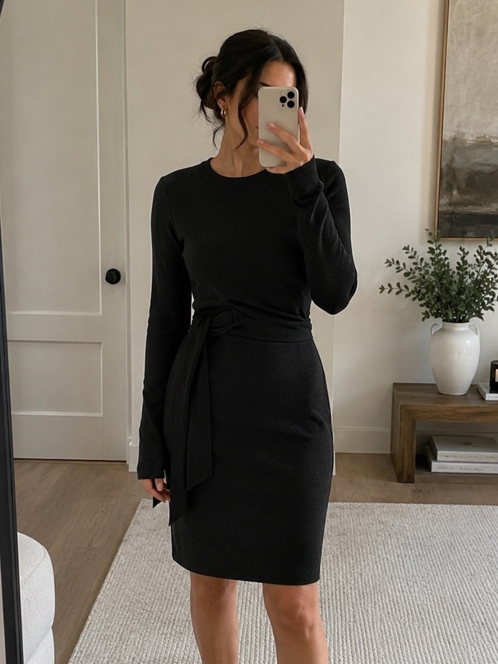 3.1 Phillip Lim Black Knit Midi Wrap Dress, Size S, Brand New
